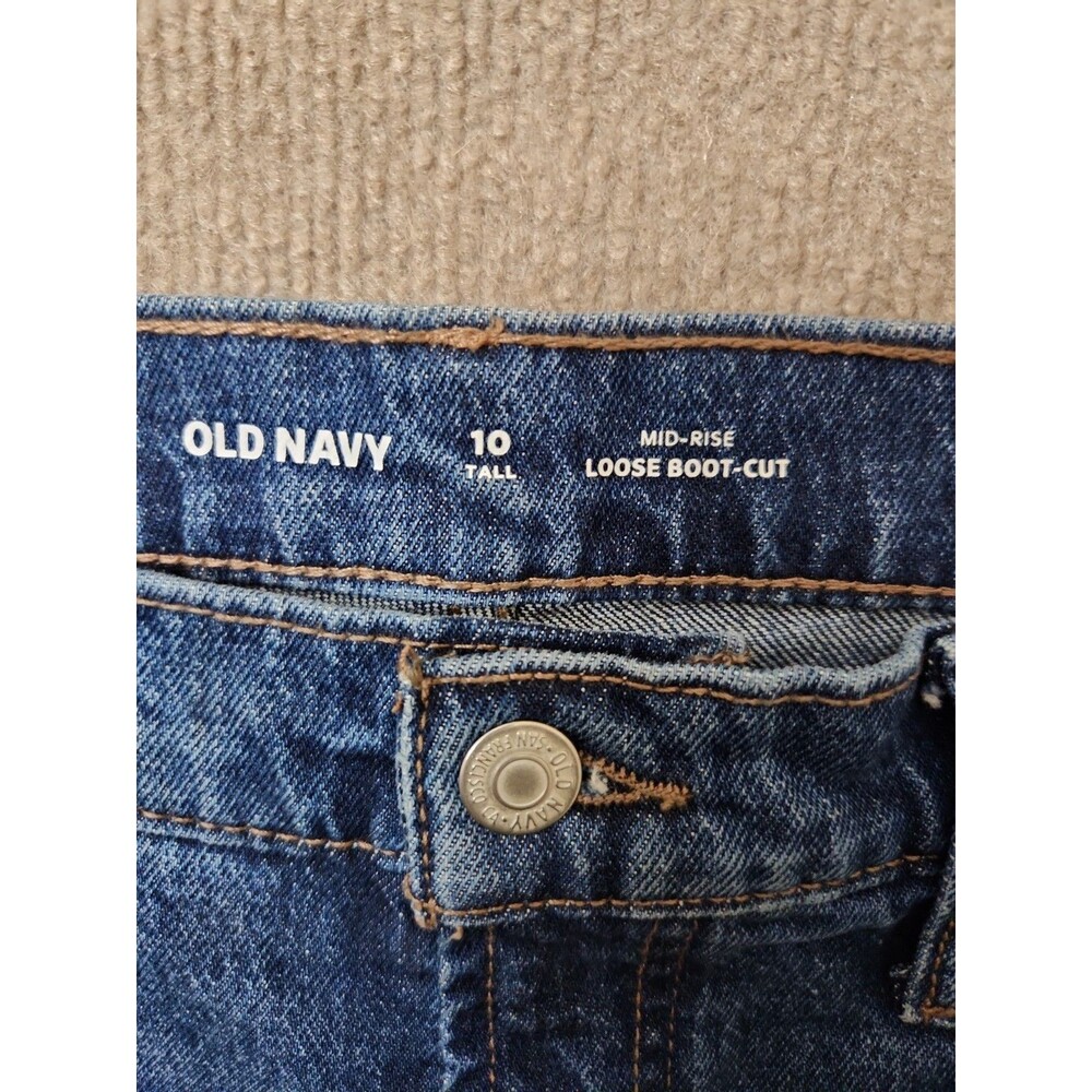 Old Navy Loose Boot-Cut Jeans Womens 10 Tall Blue Dark Wash Cotton NEW - Picture 9 of 11